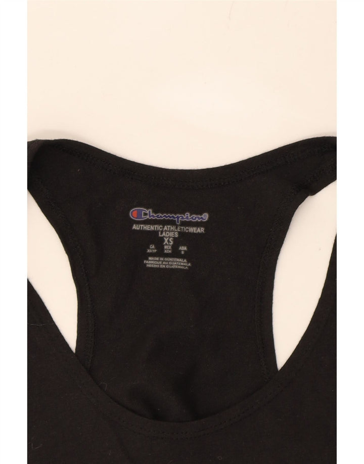 CHAMPION Womens Graphic Vest Top UK 6 XS Black Vintage Champion and Second-Hand Champion from Messina Hembry 