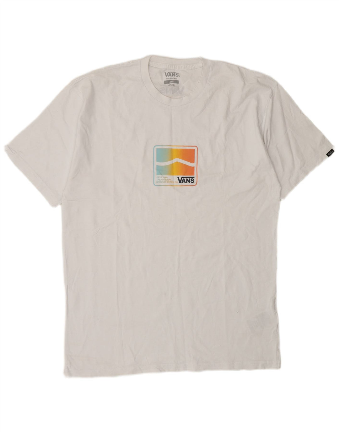 Męski T-shirt Vans o klasycznym kroju z grafiką, duży, duży, biały, bawełniany