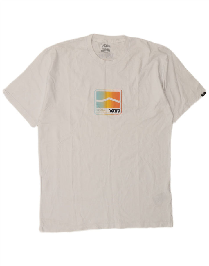 Męski T-shirt Vans o klasycznym kroju z grafiką, duży, duży, biały, bawełniany
