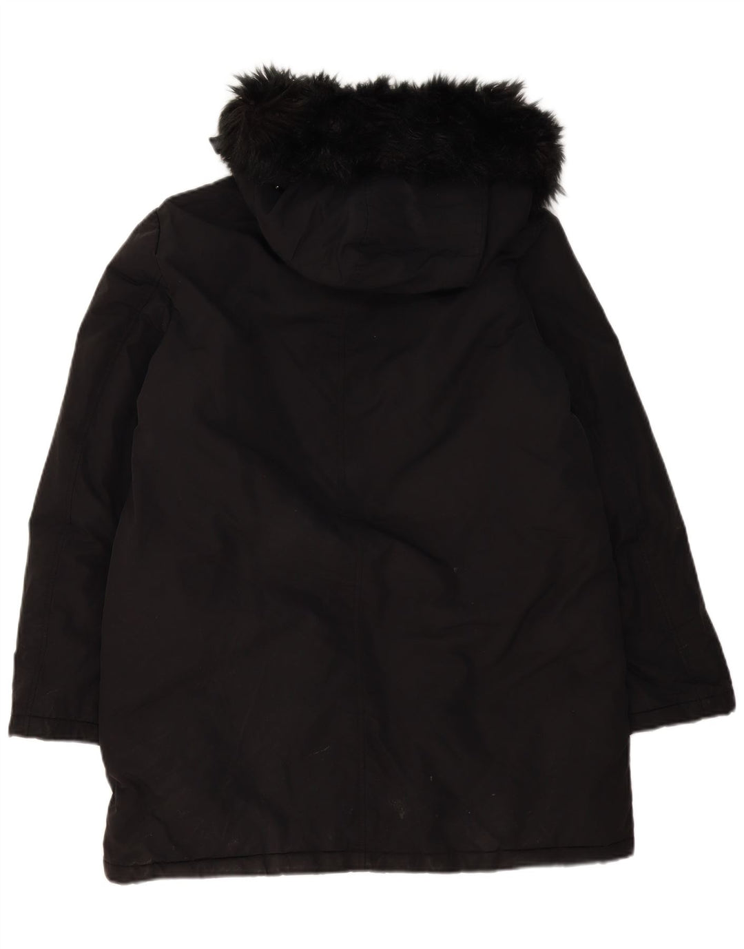 Damska kurtka parka oversize z kapturem Zara UK 16, duża, czarna, poliester