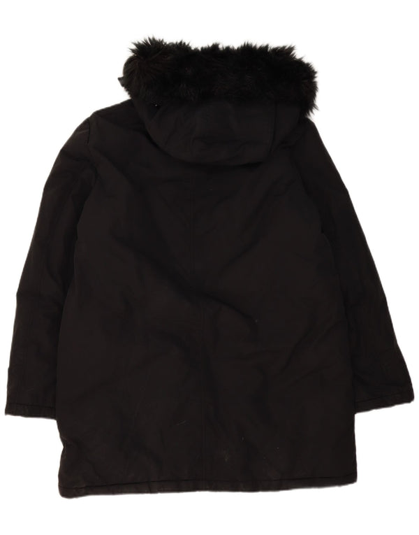 Damska kurtka parka oversize z kapturem Zara UK 16, duża, czarna, poliester