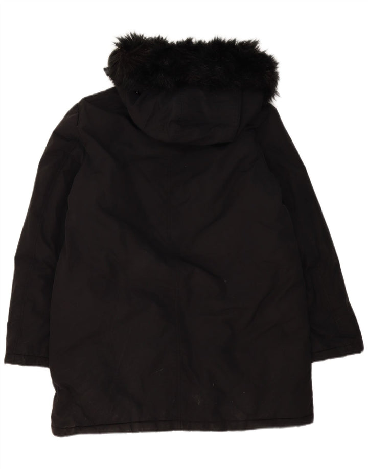 Damska kurtka parka oversize z kapturem Zara UK 16, duża, czarna, poliester