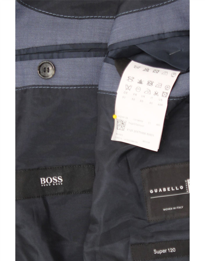 Męska marynarka zapinana na 2 guziki Hugo Boss EU 50, duża niebieska dziewicza wełna