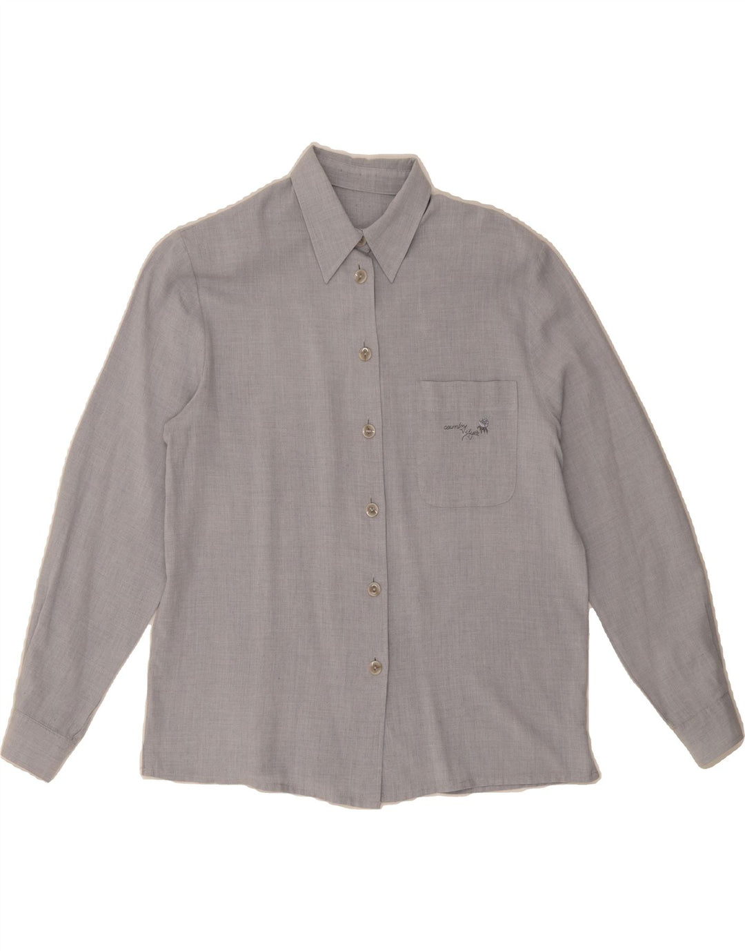 VINTAGE Womens Shirt UK 14 Large Grey Vintage Vintage and Second-Hand Vintage from Messina Hembry 