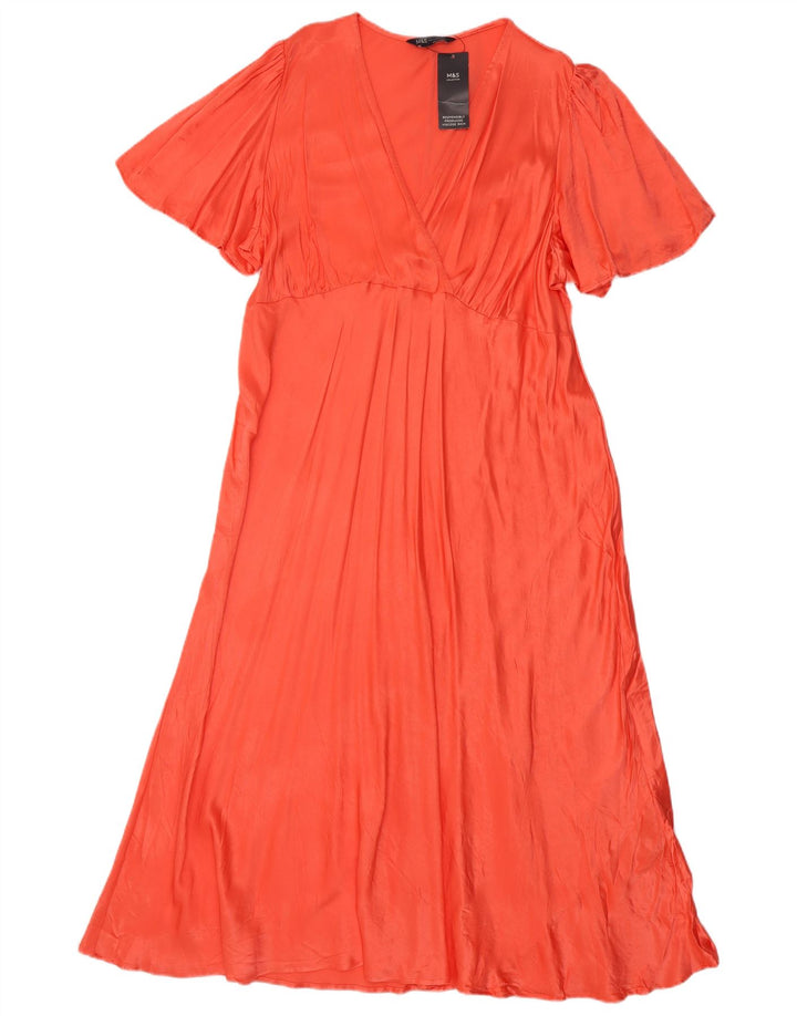 Marks & Spencer Damska zwykła sukienka maxi UK 22 3XL Pomarańczowa wiskoza