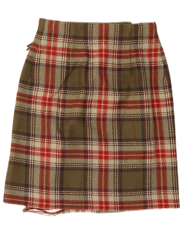Damska spódnica kopertowa Daniel Hechter UK 10 Small W27 Khaki Wełna w kratę