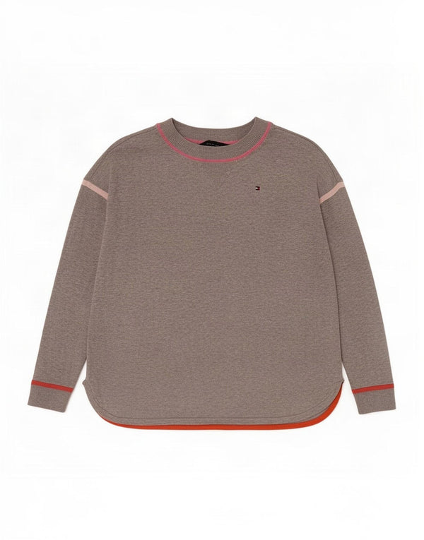 Damska koszulka oversize Tommy Hilfiger z długim rękawem, UK 6 XS, szara, nakrapiana bawełna
