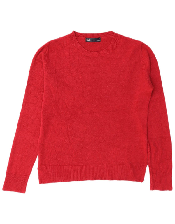 Marks & Spencer Damski sweter z okrągłym dekoltem, UK 10, mały, czerwony akryl