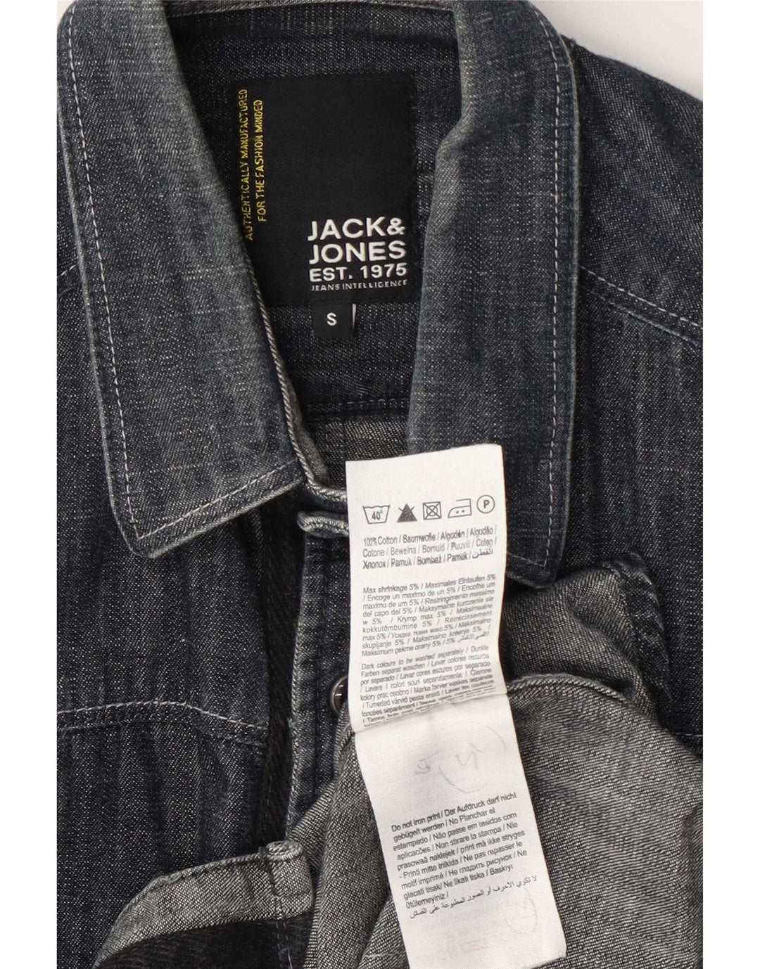 Męska koszula dżinsowa Jack & Jones, mała, granatowa, bawełniana