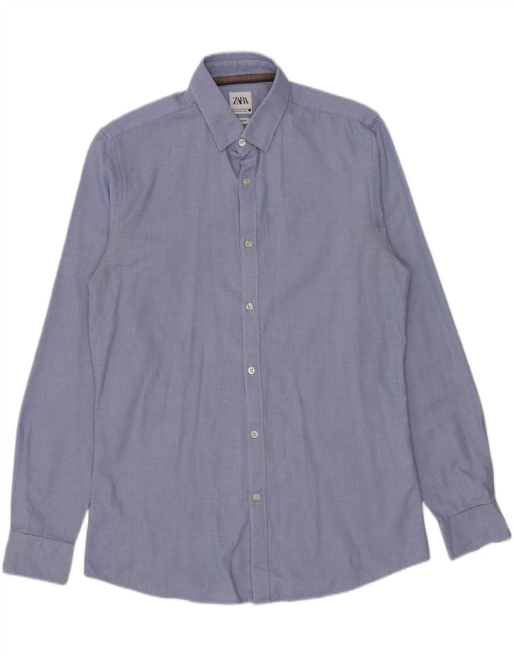 Koszula męska ZARA Slim Fit, bawełniana, w kolorze średniego błękitu