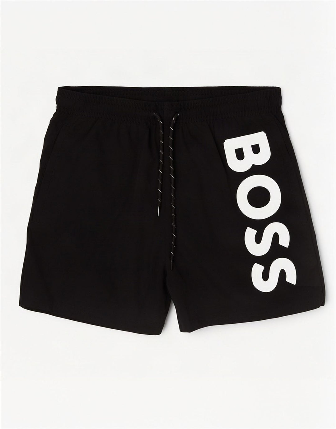 Męskie spodenki kąpielowe Hugo Boss z grafiką, średni czarny poliamid