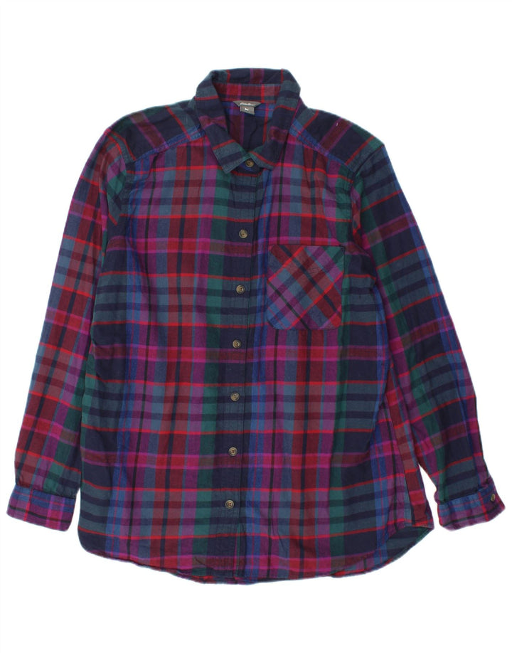 EDDIE BAUER Damska koszula flanelowa UK 16, duża, wielokolorowa, bawełniana w kratę