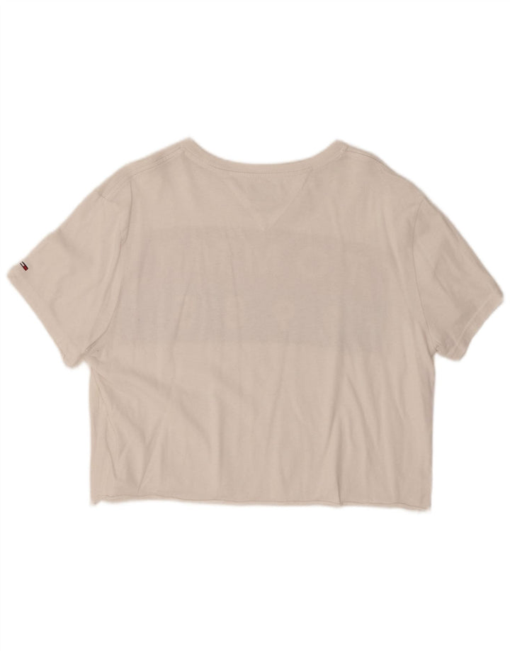 Damska koszulka TOMMY HILFIGER Crop Graphic Top UK 16, duża, biała