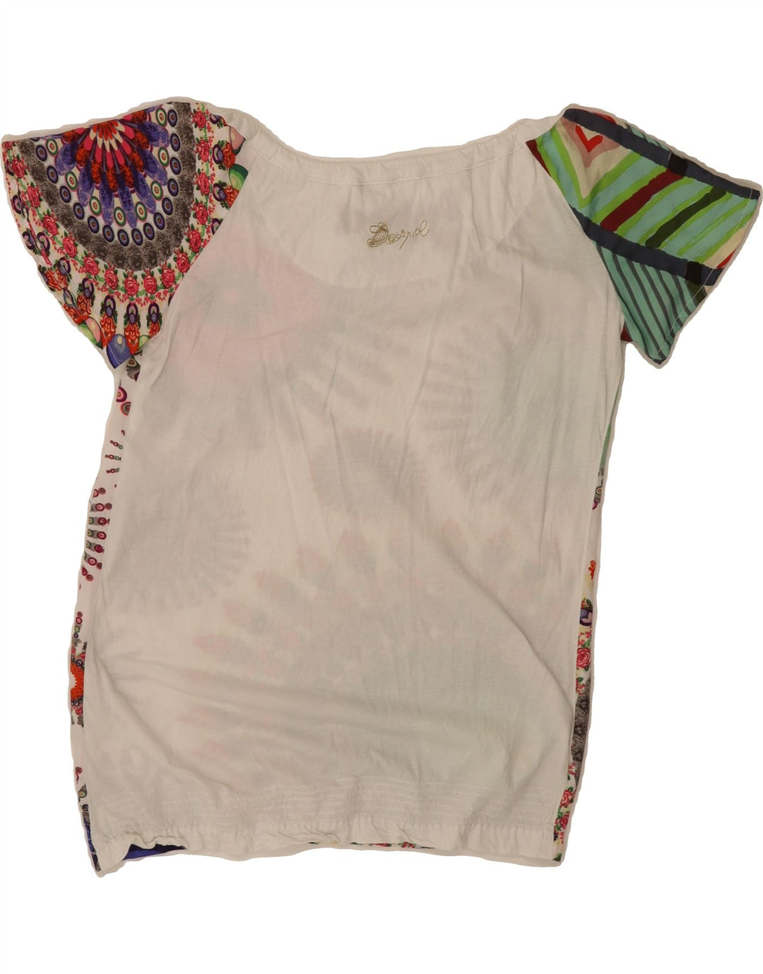 DESIGUAL Womens Blouse Top UK 14 Medium White Floral Vintage Desigual and Second-Hand Desigual from Messina Hembry 