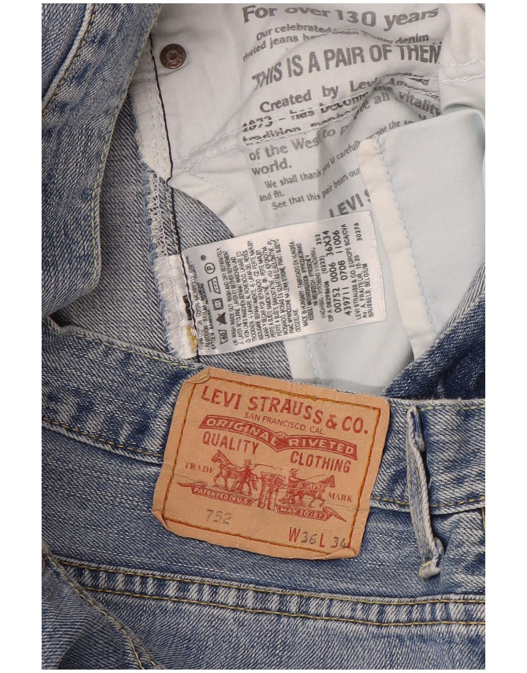 Męskie spodenki jeansowe Levi's 752 W36, duże, niebieskie, bawełniane