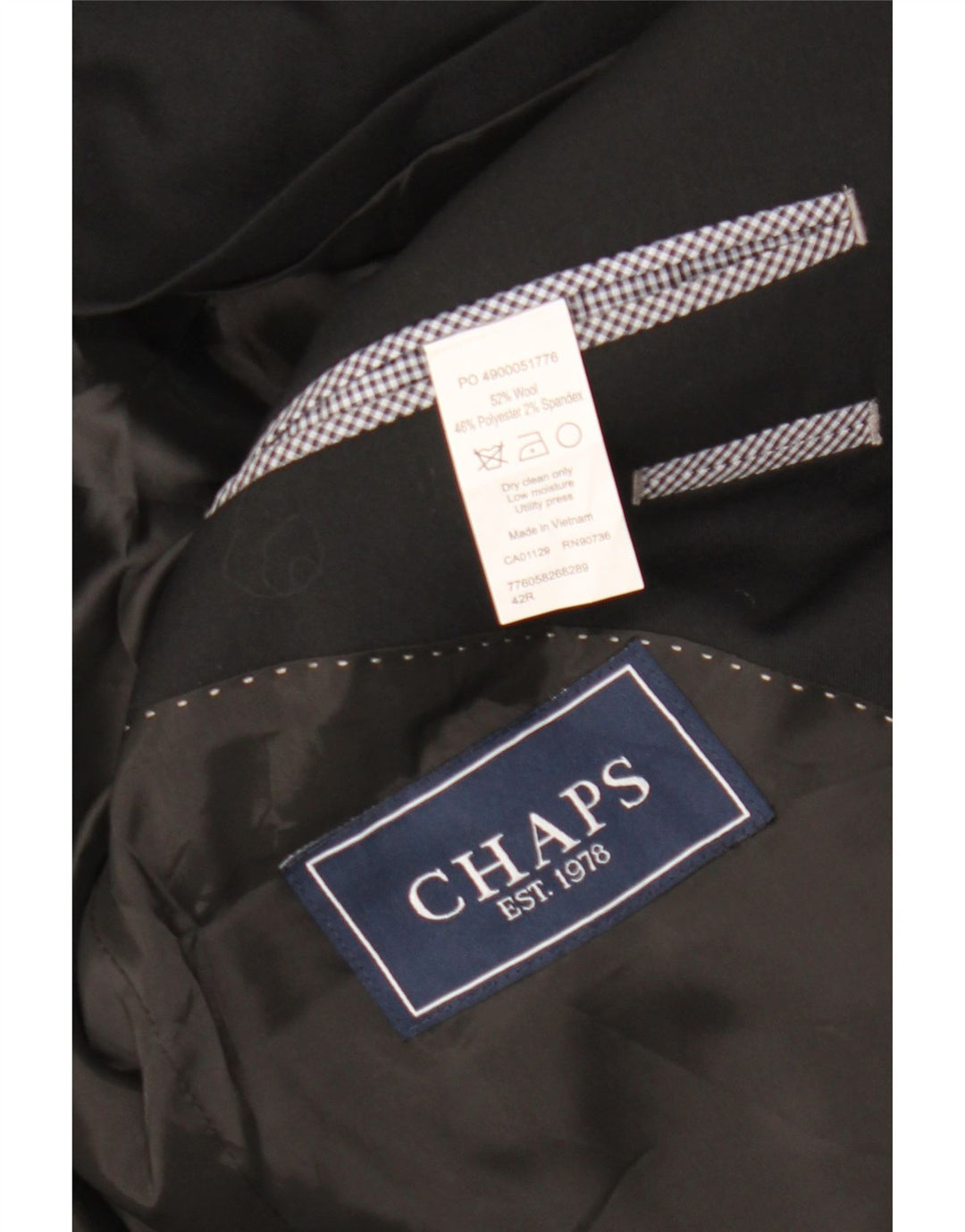 Męska marynarka zapinana na 2 guziki Chaps UK 42 XL Czarna wełna