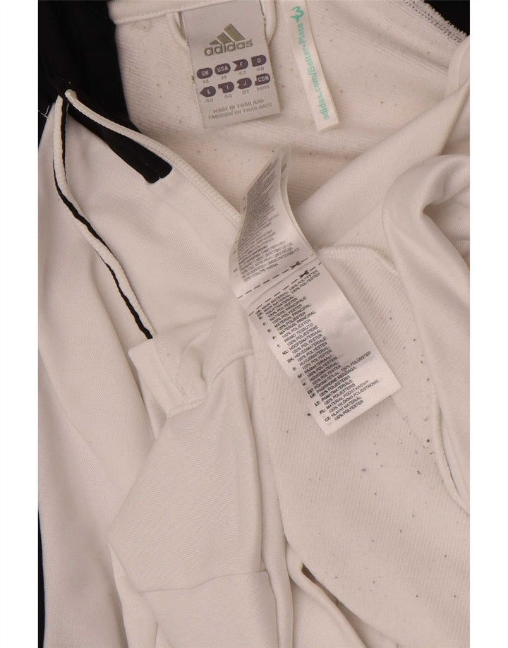 Damski sweter z kapturem i zamkiem błyskawicznym Adidas UK 14 Średni biały poliester z blokami kolorów
