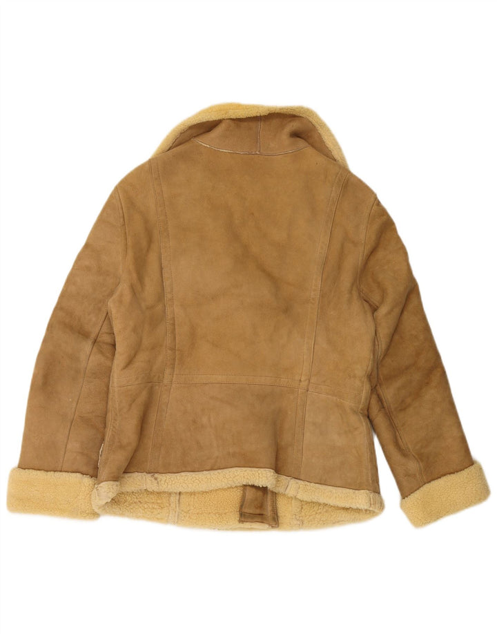 Kurtka damska Shearling VINTAGE UK 14, duża, beżowa
