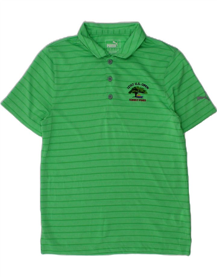 NIKE Boys Polo Shirt 7-8 Years Green Striped Polyester Vintage Nike and Second-Hand Nike from Messina Hembry 