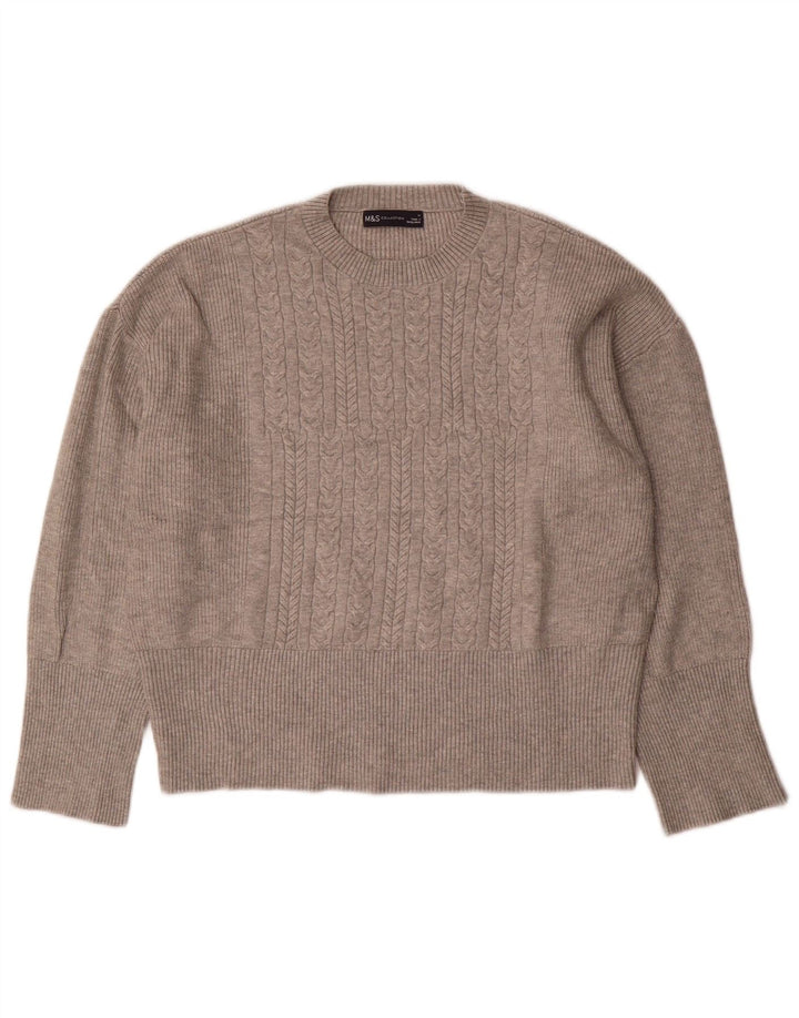 Marks & Spencer Damski sweter oversize z okrągłym dekoltem, UK 14, średni szary