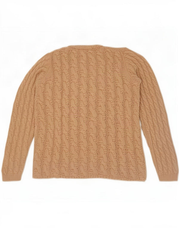 Zara Womens Crochet Crew Neck Jumper Sweater UK 10 Small Beige