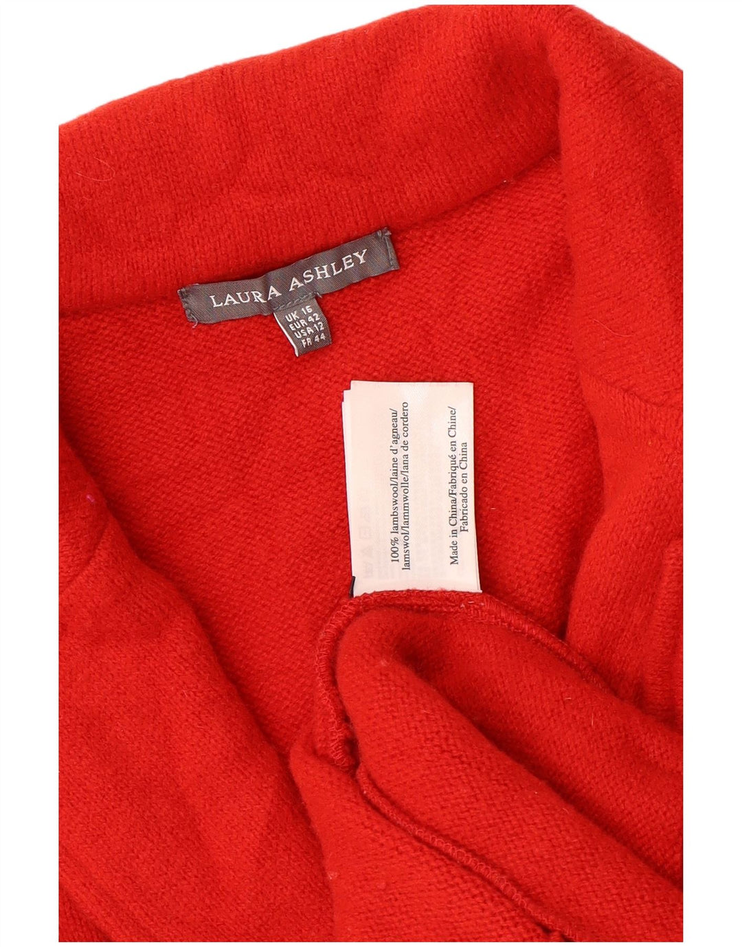 Damski sweter rozpinany Laura Ashley UK 16, duża czerwona wełna