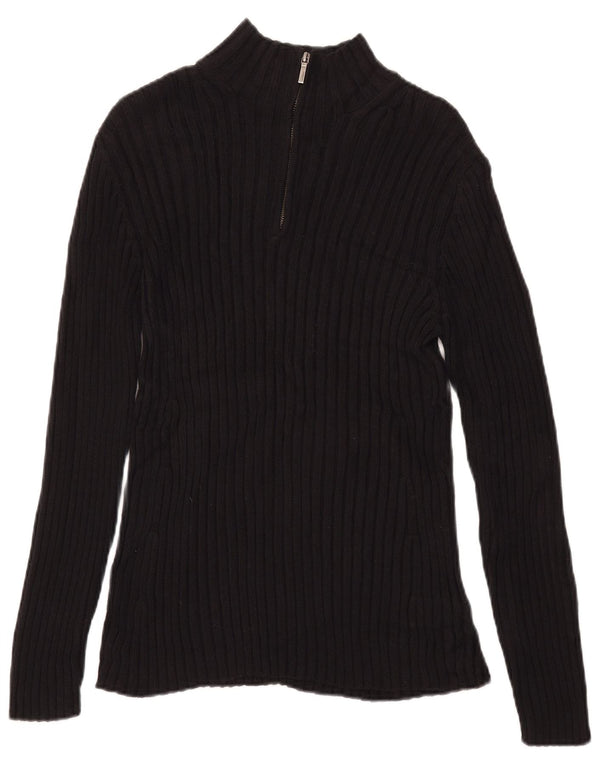 Damski sweter zapinany na zamek Ralph Lauren UK 12, średni czarny bawełniany