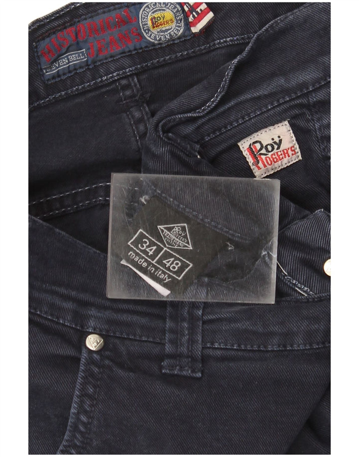 Męskie proste dżinsy Roy Rogers IT 48 Medium W34 L30 Granatowa bawełna