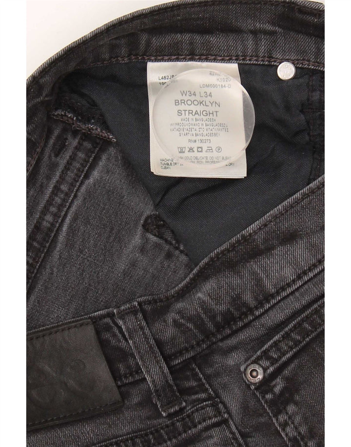 Męskie jeansy Lee Brooklyn Straight W34 L30, czarne, bawełniane
