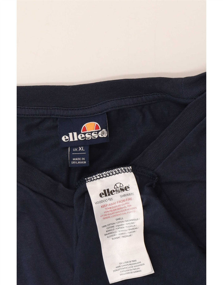 Męska koszulka z grafiką Ellesse, góra XL, niebieska bawełna