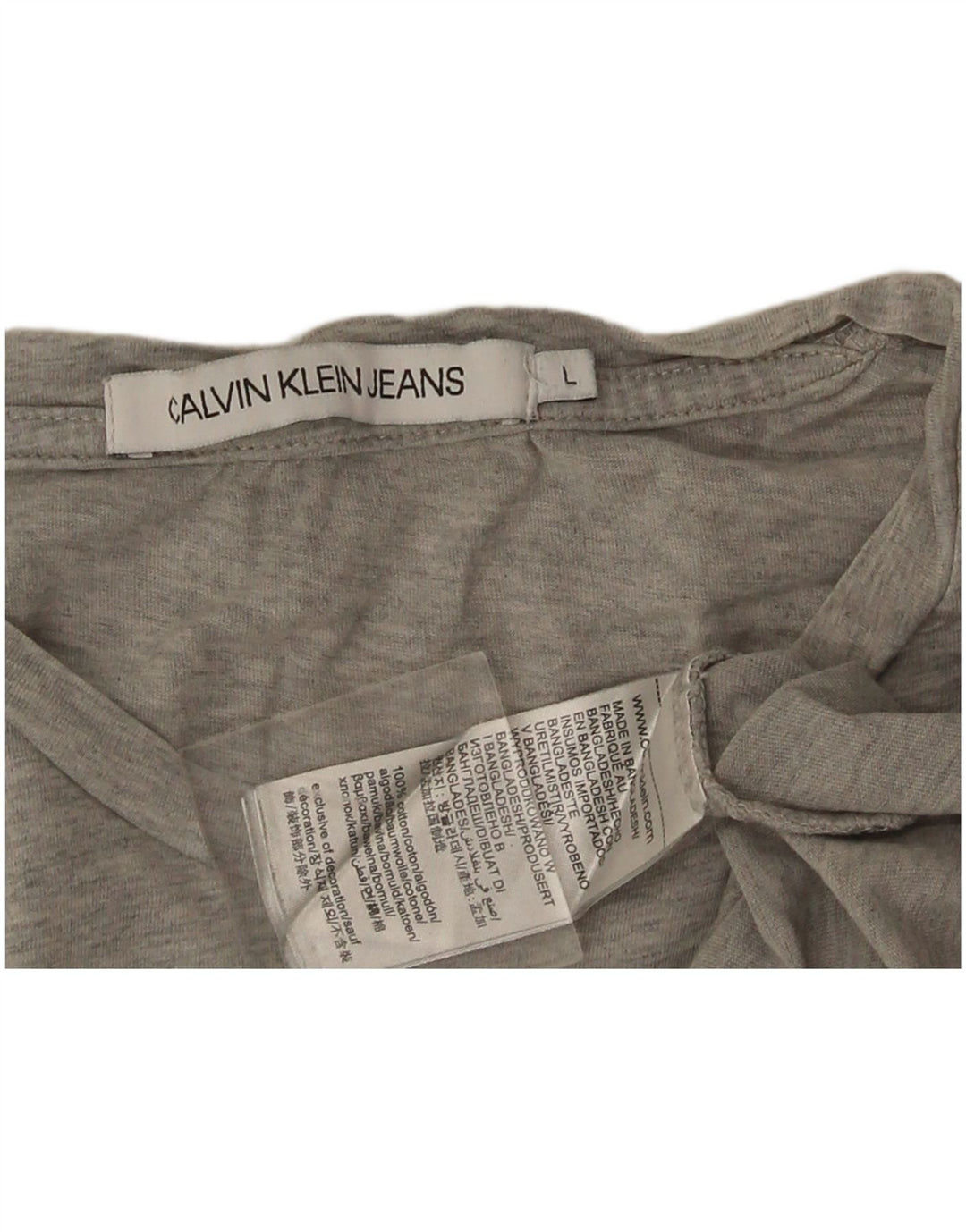 Męski T-shirt z grafiką Calvin Klein, duży, szary, bawełniany