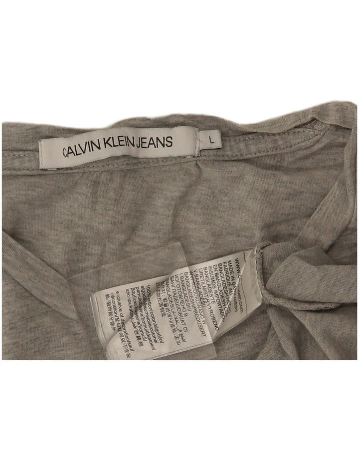 Męski T-shirt z grafiką Calvin Klein, duży, szary, bawełniany