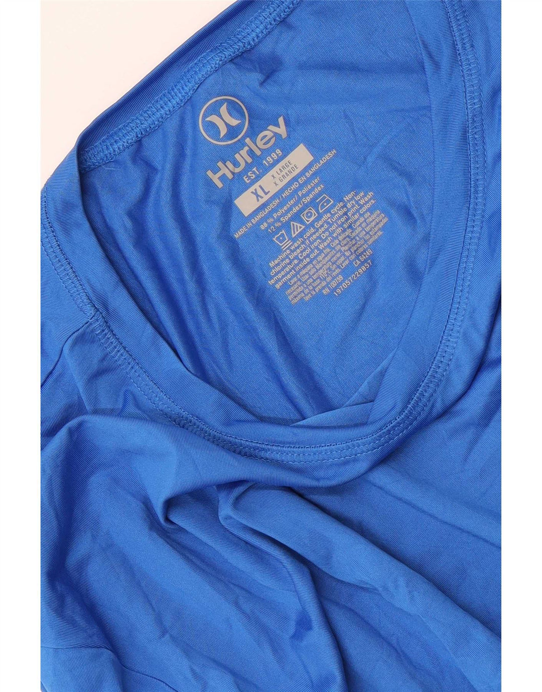Męski top z grafiką Hurley, długi rękaw, XL, niebieski, poliester
