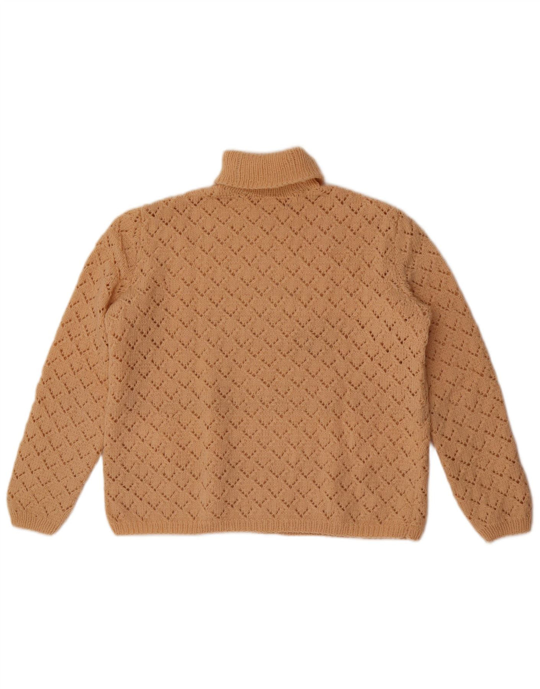 Vintage damski sweter z golfem UK 14 średni beż