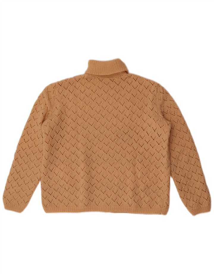Vintage damski sweter z golfem UK 14 średni beż