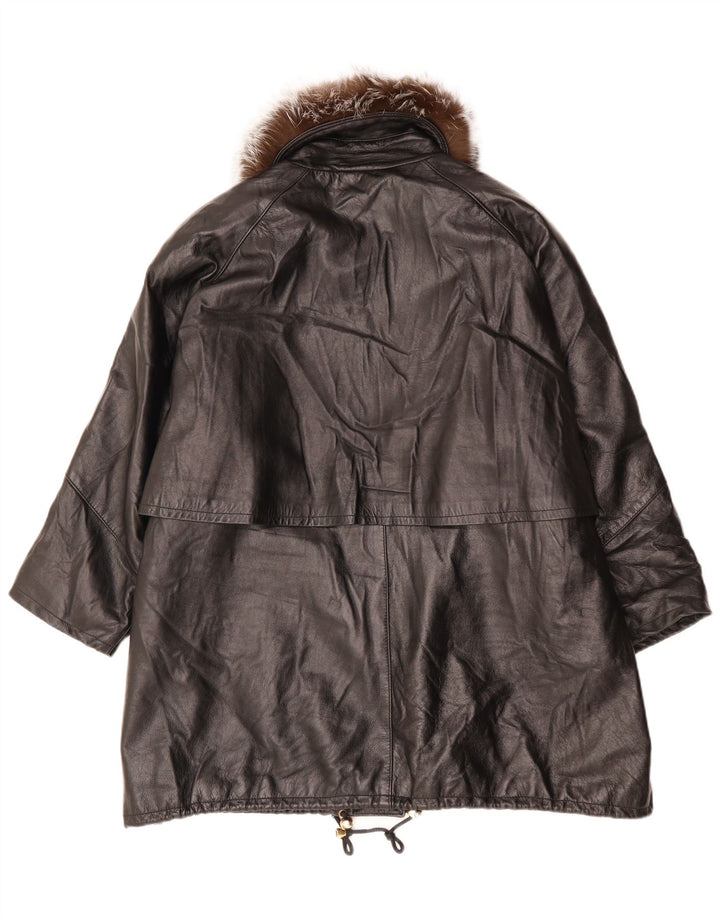 PAUL & WITE Damski płaszcz skórzany UK 20 2XL Czarna skóra