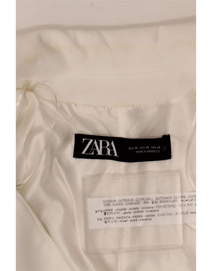 Damska marynarka Zara, otwarta, oversize, UK 6 XS, biały poliester