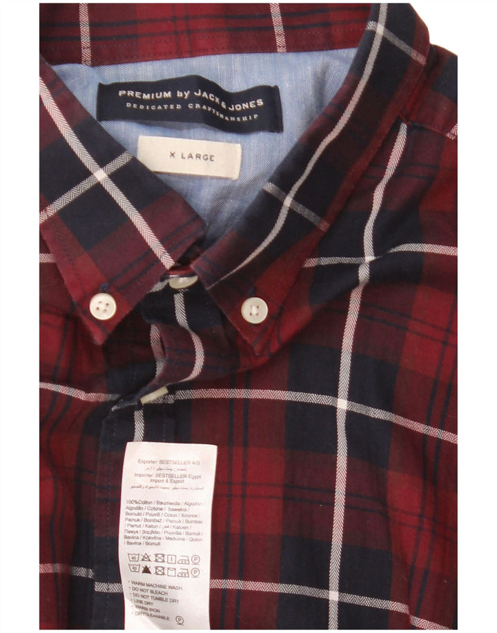 Koszula męska Jack & Jones XL, bawełniana, bordowa krata