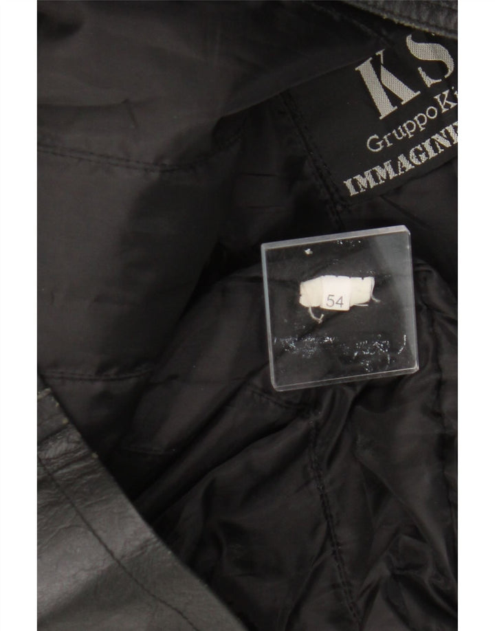 Męska kurtka skórzana VINTAGE IT 54 2XL Czarna skóra