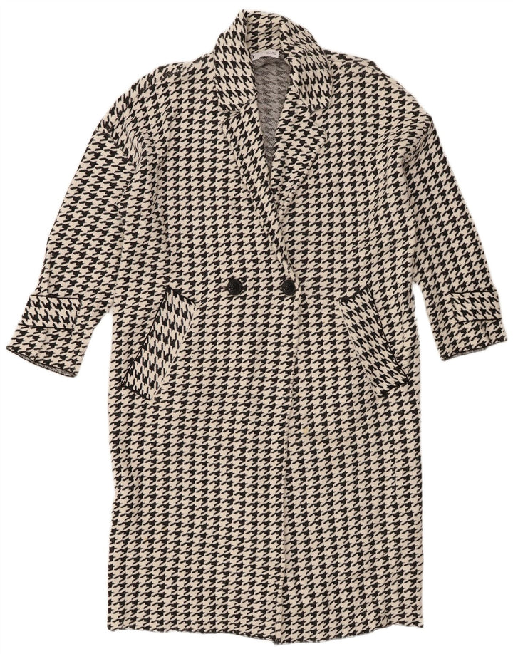 Damski płaszcz oversize Zara UK 10 Small, czarny w pepitkę, wiskoza