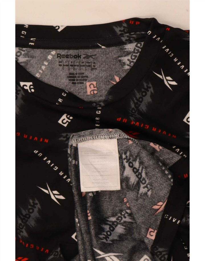 Chłopięcy T-shirt z grafiką Reebok 11-12 lat, średni czarny poliester