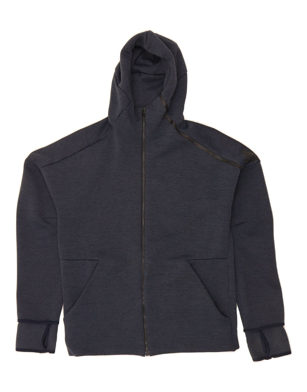 ADIDAS Mens Zip Hoodie Sweater Medium Navy Blue Polyester Vintage Adidas and Second-Hand Adidas from Messina Hembry 