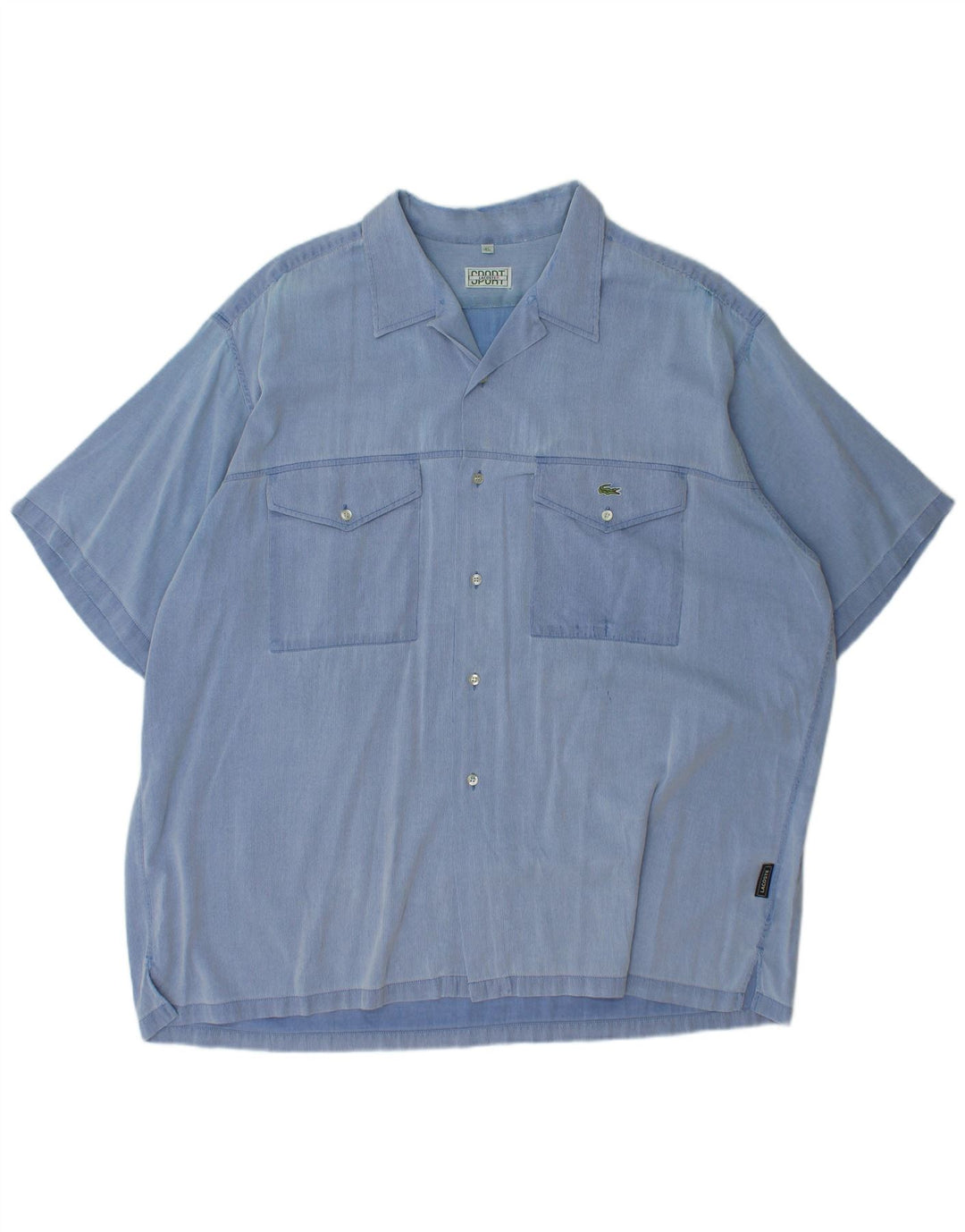 Koszula męska z krótkim rękawem LACOSTE, rozmiar 45, bawełniana, niebieska w prążki