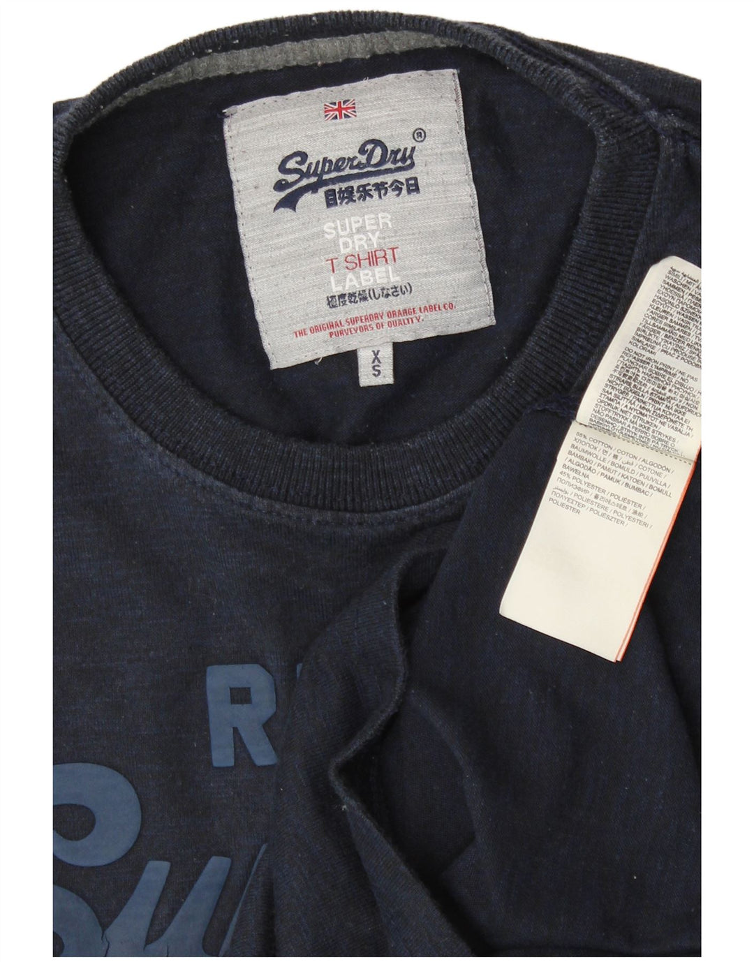 SUPERDRY Męski T-shirt z grafiką Top XS Granatowy, bawełniany