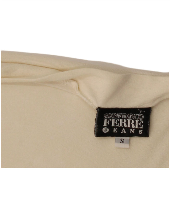 Damski top graficzny Gianfranco Ferre z długim rękawem, UK 10, mały, w kolorze złamanej bieli