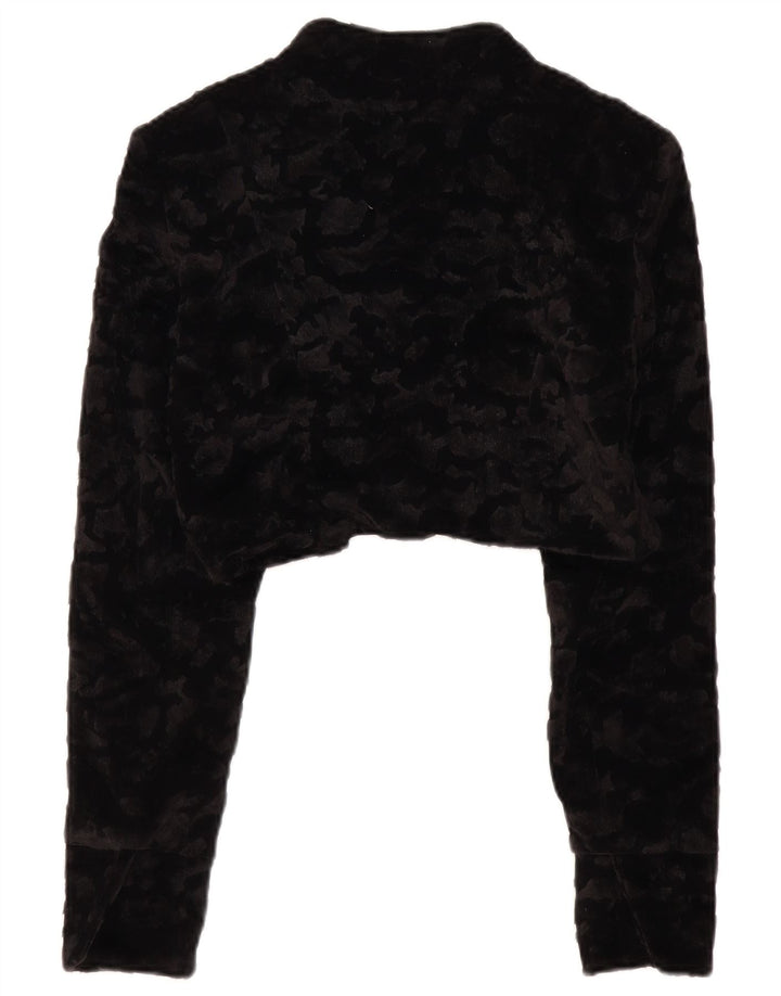 Damska kurtka bolerko ze sztucznego futra VINTAGE UK 14, duży, czarny poliester