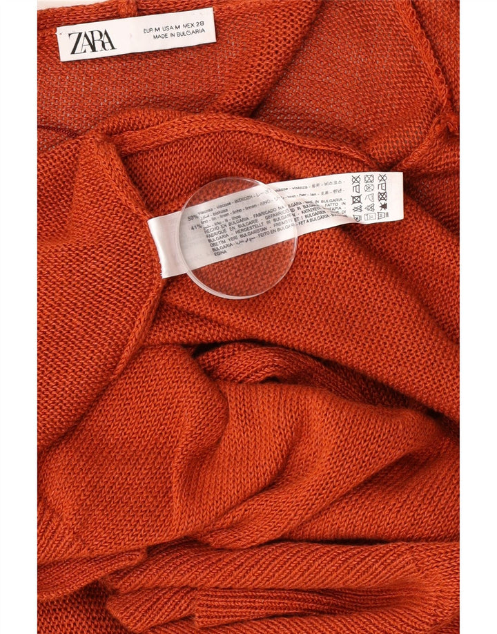 Damski sweter o przedłużonym fasonie Zara UK 14 Średni brązowy wiskoza