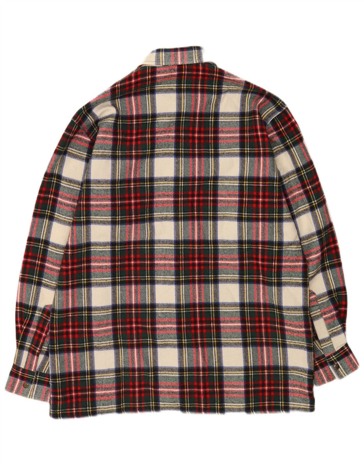 Męska koszula flanelowa w stylu vintage, rozmiar 39/40, wełniana w czerwoną kratę