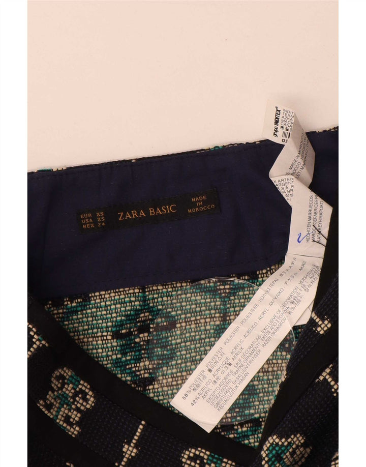 Damska mini spódniczka Zara XS W24 Granatowa, poliestrowa paisley