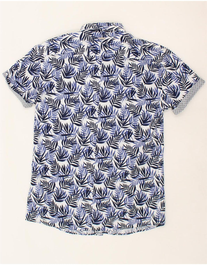 BEWLEY RITCH Mens Abstract Pattern Short Sleeve Shirt Large Blue Polyester Vintage Bewley Ritch and Second-Hand Bewley Ritch from Messina Hembry 